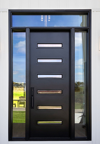A new steel door on an ornate home